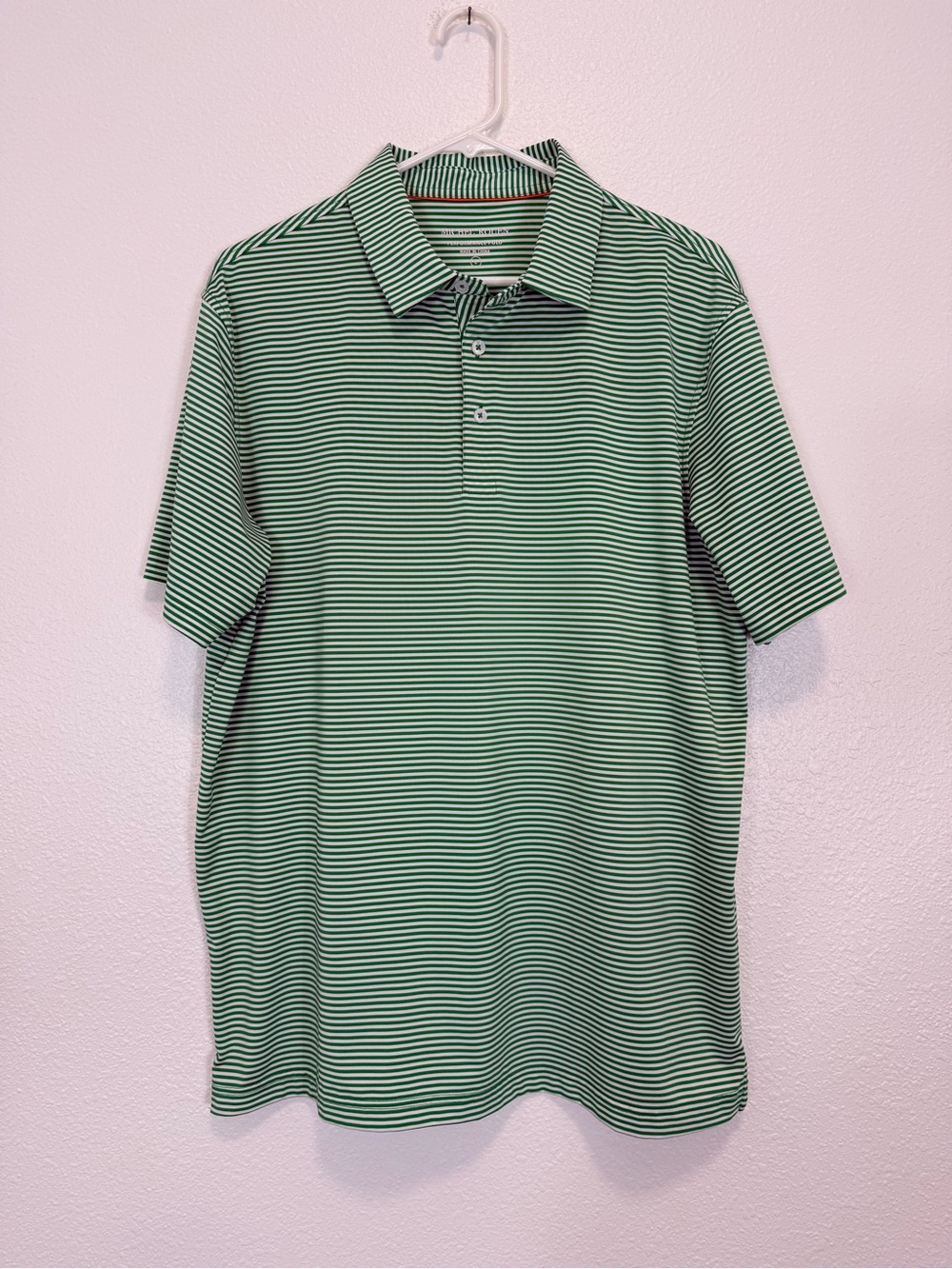 Michel Rouen Striped Polo Green & White Striped Golf